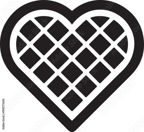 Black heart waffle icon