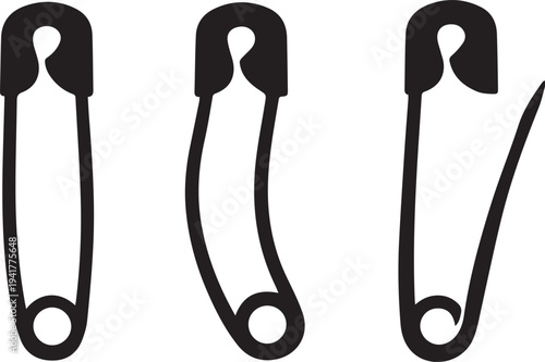 Safety Pins Silhouette Set in Closed and Open Positions