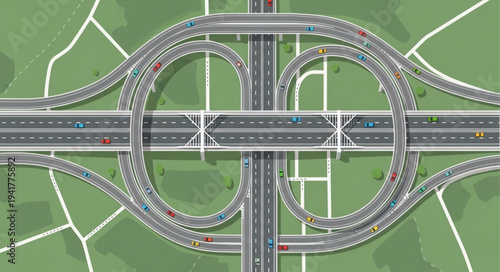 Aerial View of a Cloverleaf Interchange with Multiple Lanes.