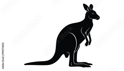 Black Kangaroo Icon for Australian Wildlife Design