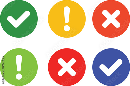 Color-coded icons representing different status or feedback indicators
