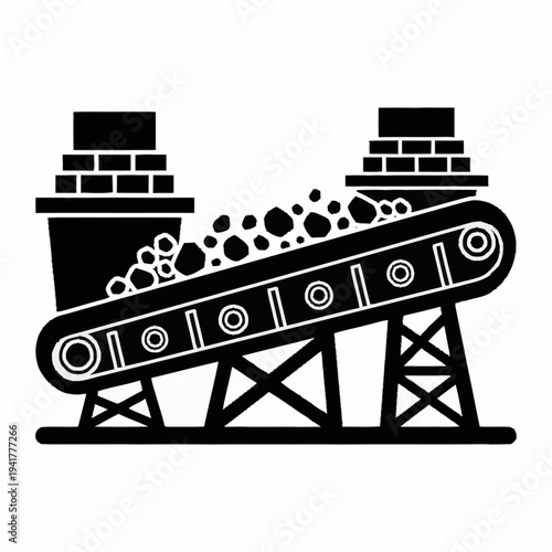 Industrial Conveyor Belt System Transporting Raw Materials.