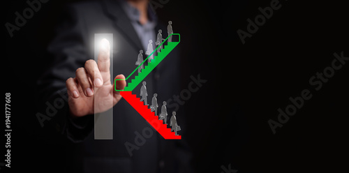 Billede på lærred K-shaped economy recovery concept