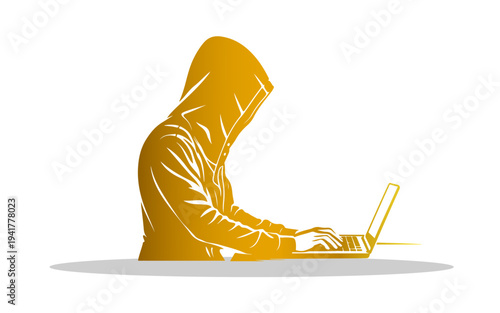 Anonymous figure at the laptop