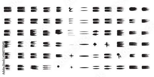 Massive Collection of Small Black Ink Brush Strokes and Minimalist Marks