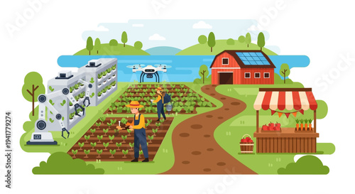Digital Transformation in Agriculture: Farmers, Drones, Robotics, and Vertical Farming Technology for Sustainable Food Production.