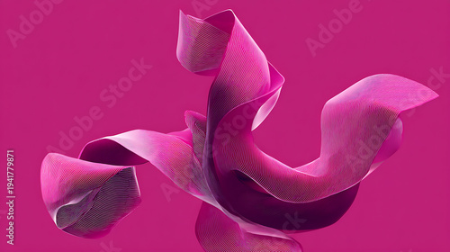 Abstract pink ribbons swirling in vibrant background
