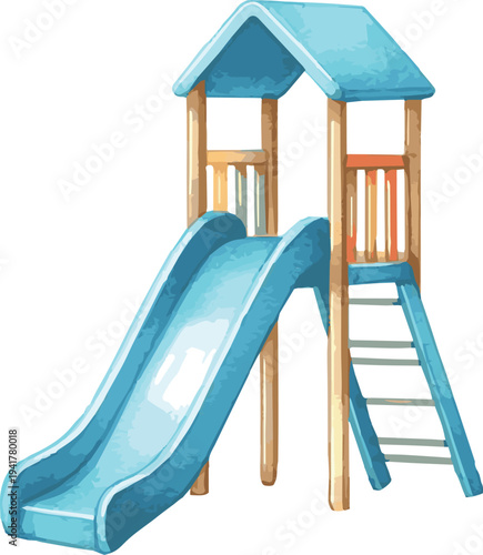 Vector watercolor painted illustration of a childrens' slide