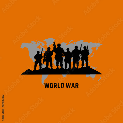 World war 3, Flat vector illustration of a globe with nuclear explosions and ballistic missiles, representing global crisis and destruction.
