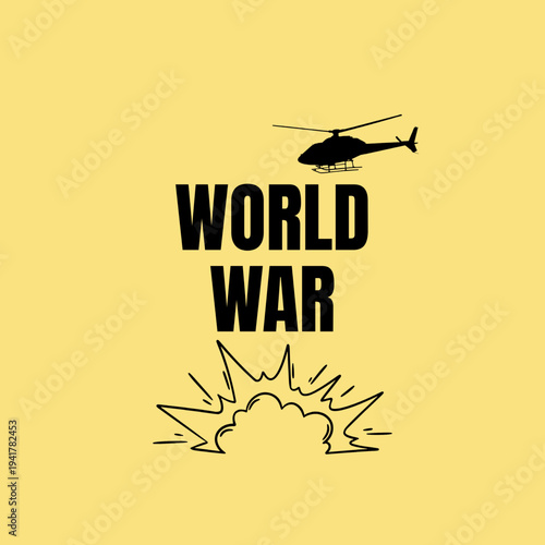 World war 3, Flat vector illustration of a globe with nuclear explosions and ballistic missiles, representing global crisis and destruction.
