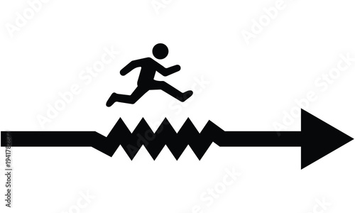 Conceptual Icon of a Person Jumping Over a Resistor Symbol, Path of Least Resistance, Engineering and Problem Solving Concept