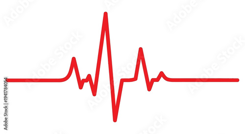 A vibrant red heartbeat line illustration a striking silhouette