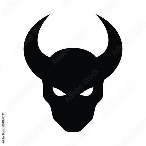 Stunning devil head icon with sharp horns and glowing eyes