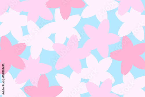 和風 桜 花 パターン ピンク 春 背景 かわいい デザイン　水色