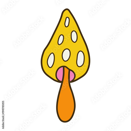 Colorful dopamine mushroom vector illustration with isolated elements. Cute playful fungi line art set. Perfect for stickers, planners, posters, packaging.