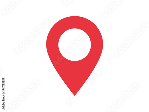 Quadro su tela ​A professional red location pin vector icon with a circular cutout is isolated on transparent background to provide a versatile design element for map navigation and digital interface projects