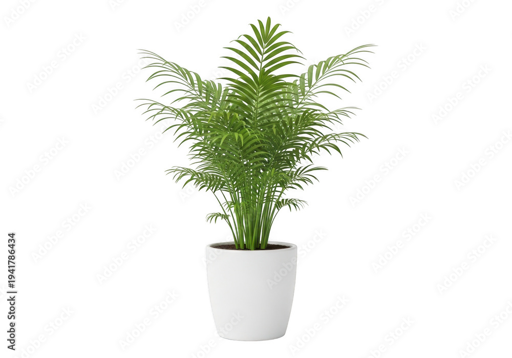 Fototapeta premium A small potted fern plant with lush green leaves isolated on transparent background