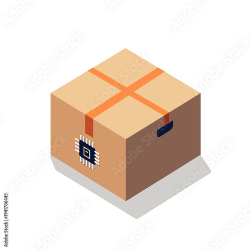 Digital inventory box with a microchip icon