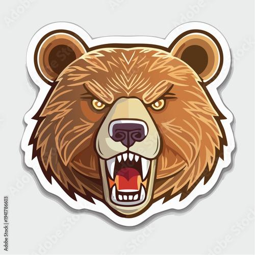 Fierce Grizzly Bear Head Roaring Illustration A Powerful Symbol of Wild Untamed Nature and Aggression