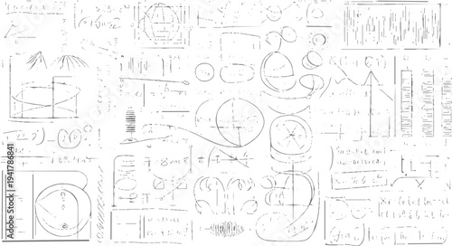 Hand drawn geometric shapes and mathematical formulas on white background mathematics geometry science