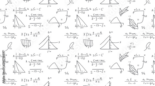 Hand drawn mathematical equations and graphs on white background mathematics formula
