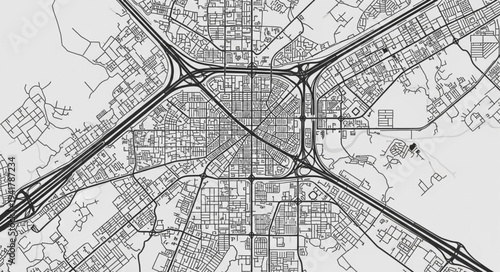 Detailed overhead view of a citys intricate road network.