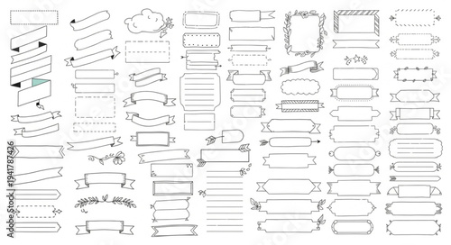 Collection of decorative vintage frames and banners for design elements.