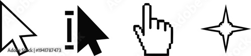 Cursor icons isolated on transparent background