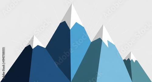 Stylized Mountain Range Illustration with Peaks and Valleys.