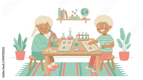 Students engaged in interactive education session at a table with books