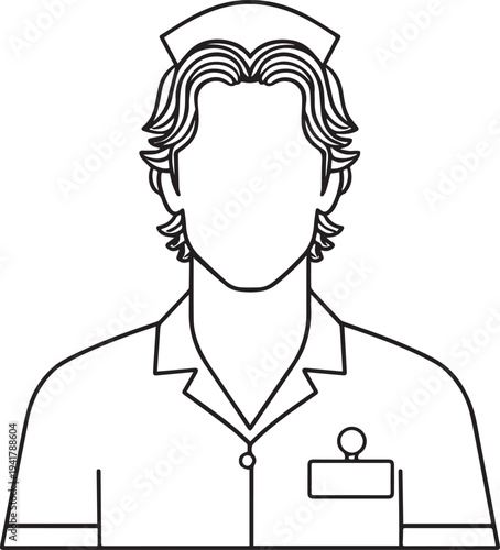 Wallpaper Mural Hand Drawn Man as Nurse Black and White Avatar Illustration in Minimal Line Art Style Design Torontodigital.ca