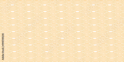 Yellow instant noodle, pasta and spaghetti texture with geometric wavy lines. Ramen, pasta vector pattern. Background abstract food illustration