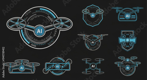 Futuristic AI Drone Designs - High-Tech Surveillance and Autonomous Technology.