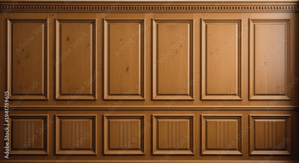 Fototapeta premium Wooden paneling on a wall with rectangular panels