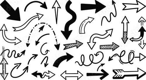 Hand drawn arrows navigation direction infographic elements collection