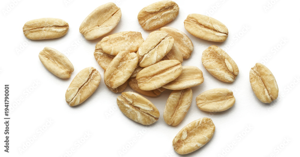 Obraz premium Light brown coffee beans on a white background food