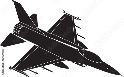 Fighter Jet Vector Illustration | Military Aircraft Outline