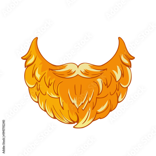St. Patrick's Day leprechaun beard, cartoon orange mustache and beard