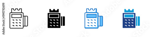 Card Payment Multiple Style Icon Design Vector - Payment terminal with card representing digital transaction, retail checkout, and electronic payment processing