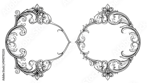 Vintage Baroque Ornamental Corner and Swirl Divider Vector Set