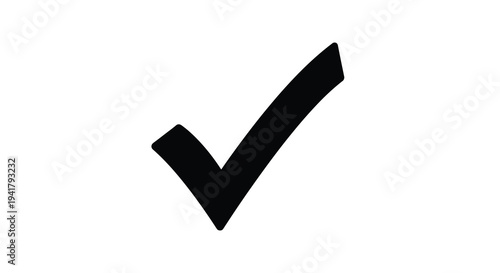 A simple black checkmark design against a white background silhouette
