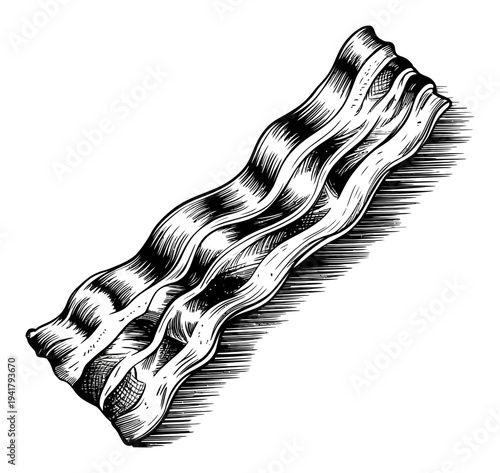 Vintage Style of a Single Strip of Bacon