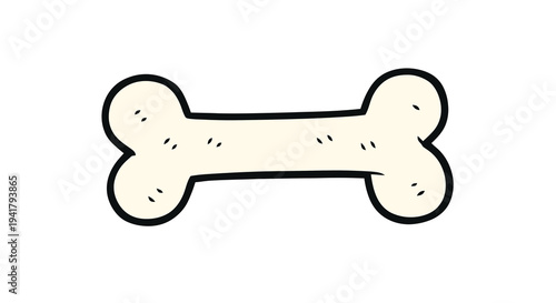 Cartoon dog bone illustration with thick black outline silhouette