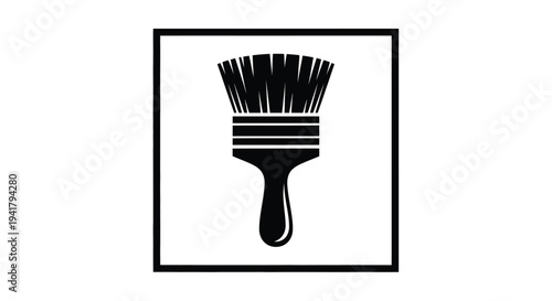 Simple black and white illustration of a paintbrush on white background
