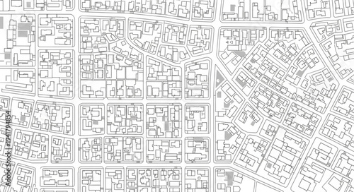 Detailed aerial view of a city layout with intricate street patterns.