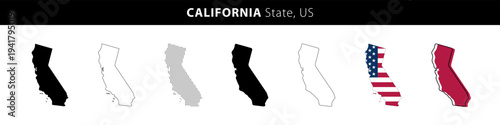Map of California state, US