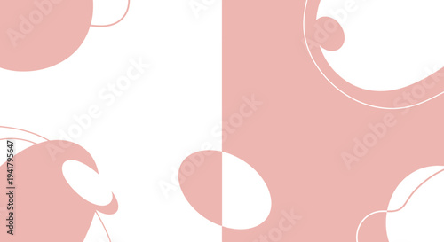 Abstract shapes and swirls in pastel pink and white a modern silhouette