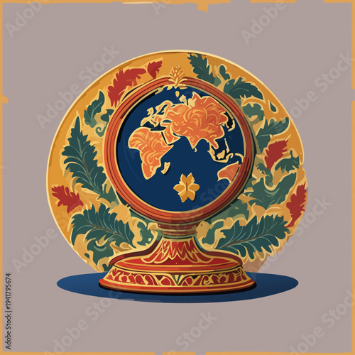 Vintage Globe on Decorative Stand.