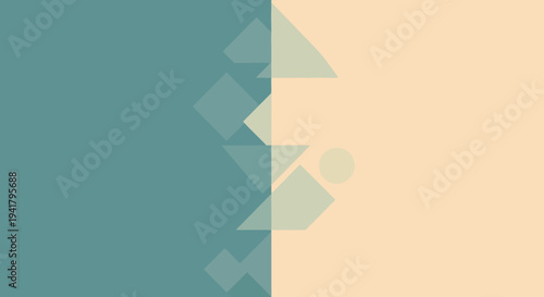Abstract geometric shapes in teal and beige a striking silhouette