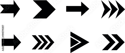 Collection of black arrow icons pointing right